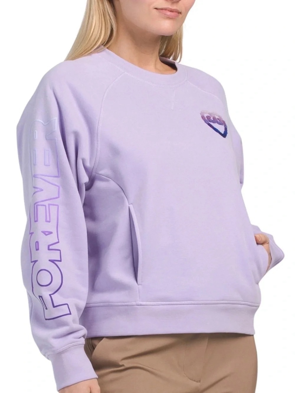 G/FORE Forever French Terry Raglan Crewneck Sweatshirt Lavender Women Size S